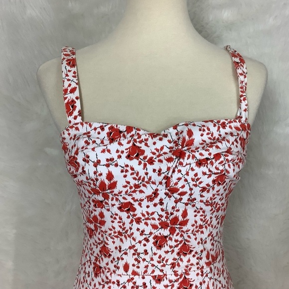 Dixifried Pinup Couture Red And White Floral Print Wiggle Dress - Picture 2 of 4